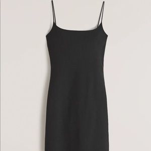 Seamless rib cami black mini dress